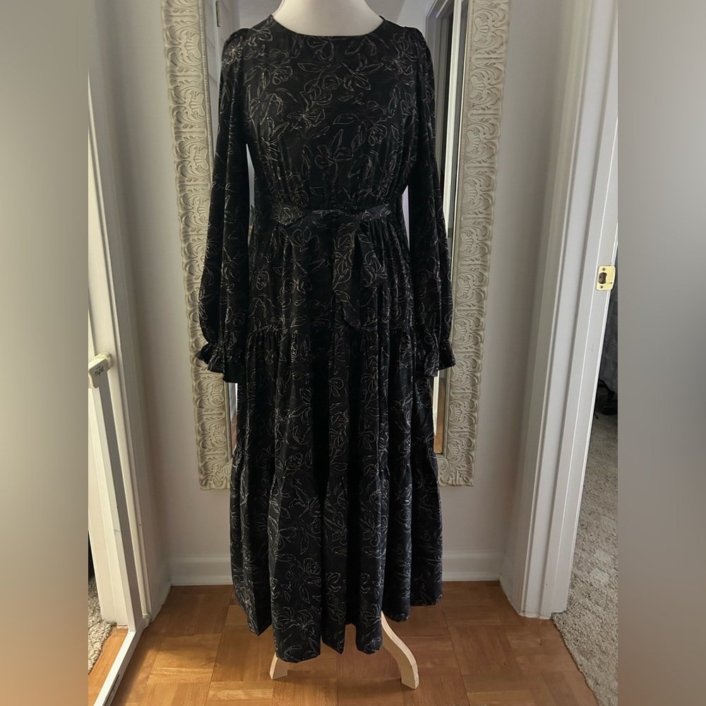 Roolee Black Long Sleeve Floral Dress